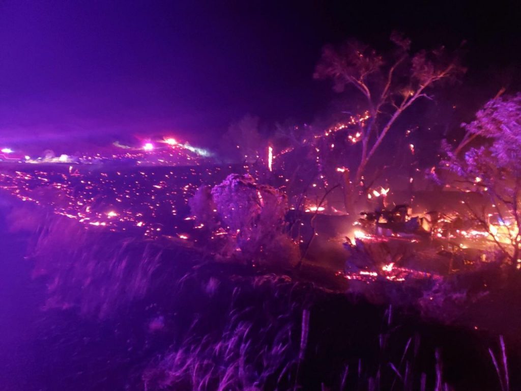 Trail Creek Fire burning at night