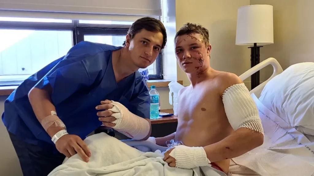 Brady Lowry and Kendall Cummings after the attack