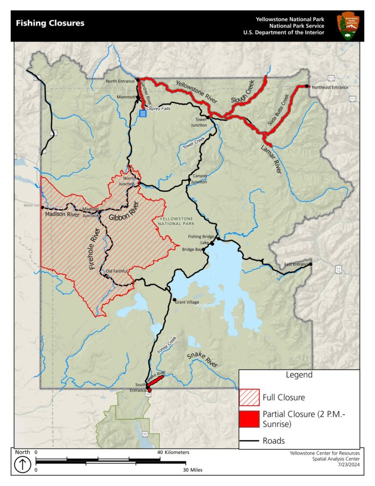 Additional Fishing Closures In Yellowstone National Park Due To Warm-Water Temperatures And Low River Flows