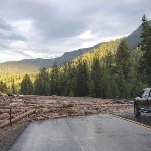 Mudslide outside the East Entrance of Yellowstone National Park