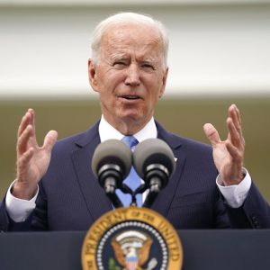 President Joe Biden speaks on updated guidance on face mask mandates and COVID-19 response, in the Rose Garden of the White House, Thursday, May 13, 2021, in Washington. (AP Photo/Evan Vucci)