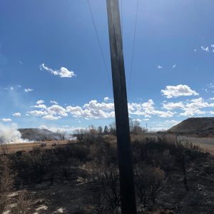 Burned power pole