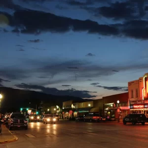 Sheridan Avenue and Rattlesnake Mountain at Night