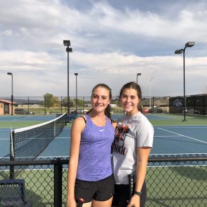 Tashi Mathuin, Left and Sarah Andre, Right, pose for a photo prior to the 2020 State Tennis Tournament