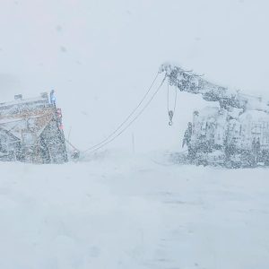 Vehicles Trapped in Snowstorm