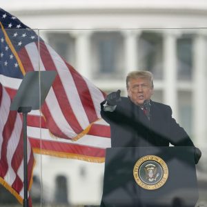 President Donald Trump speaks during a rally protesting the electoral college certification of Joe Biden as President, Wednesday, Jan. 6, 2021, in Washington. (AP Photo/Evan Vucci)