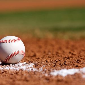 Baseball on the Chalk Line of the Infield